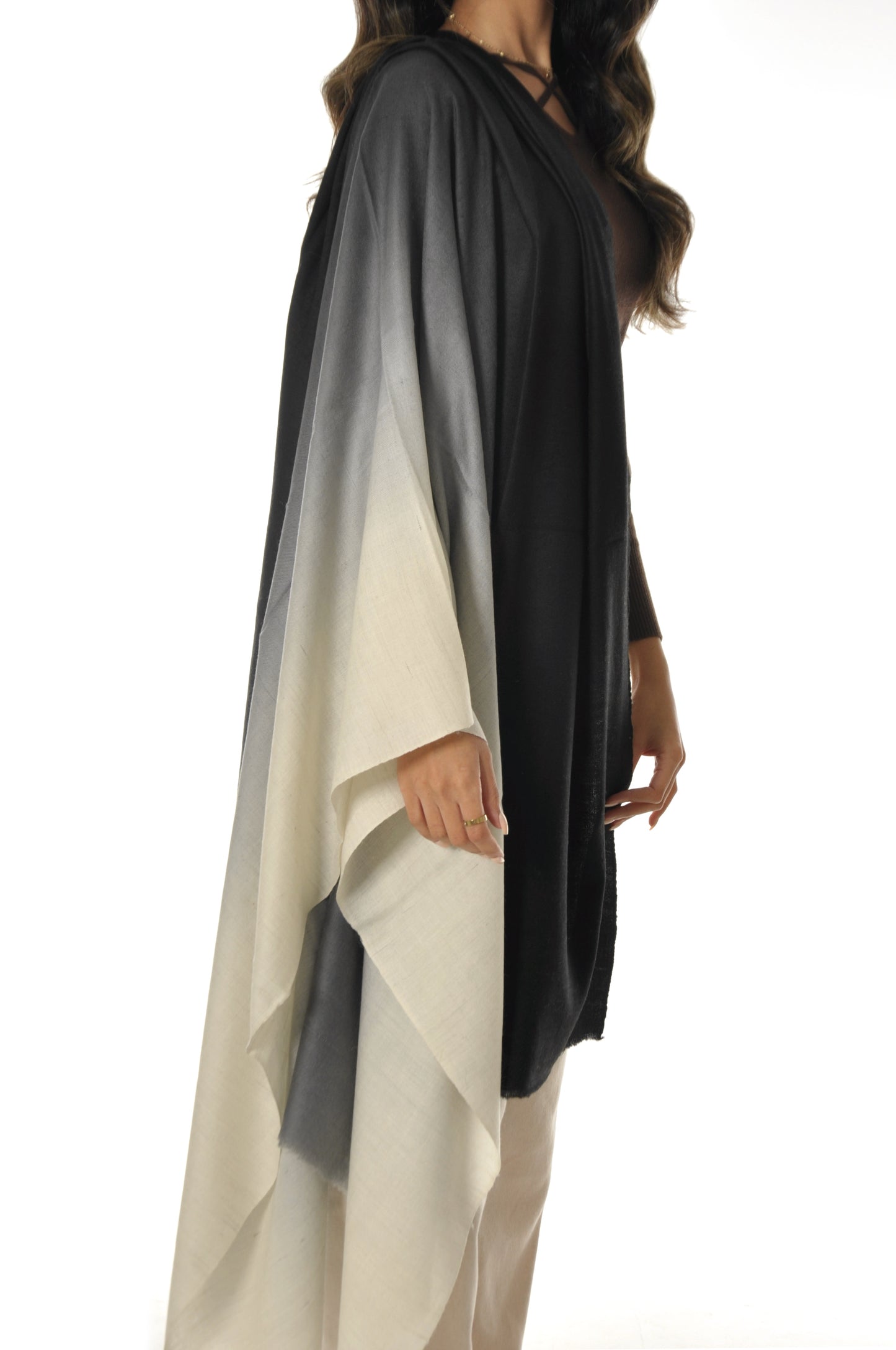 Ombre Pashmina - Black to Cream