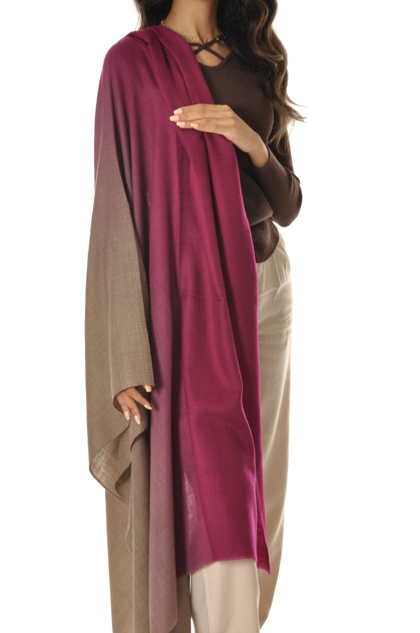 Ombre Pashmina - Burgundy to Beige