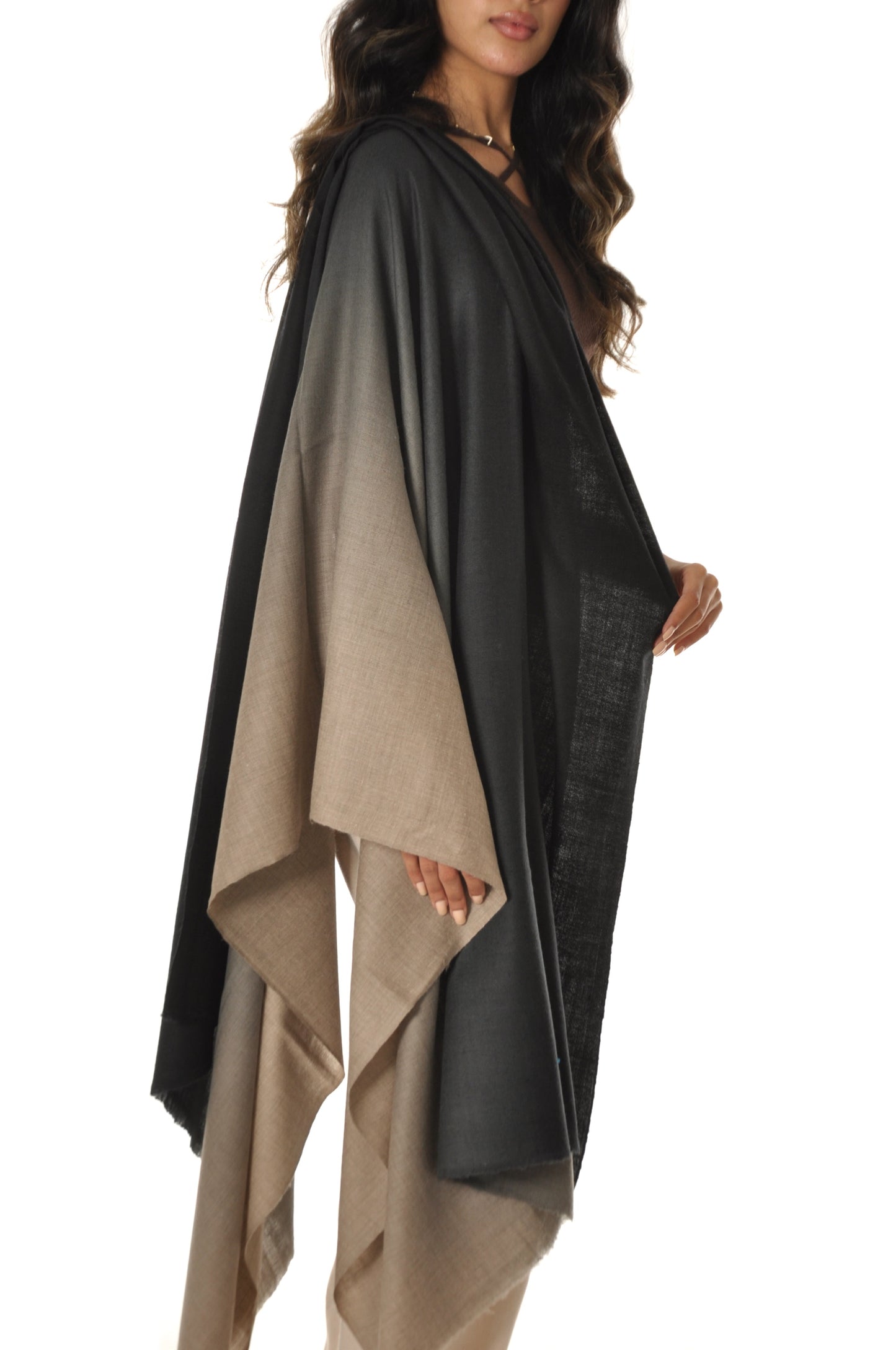 Ombre Pashmina - Black to Beige