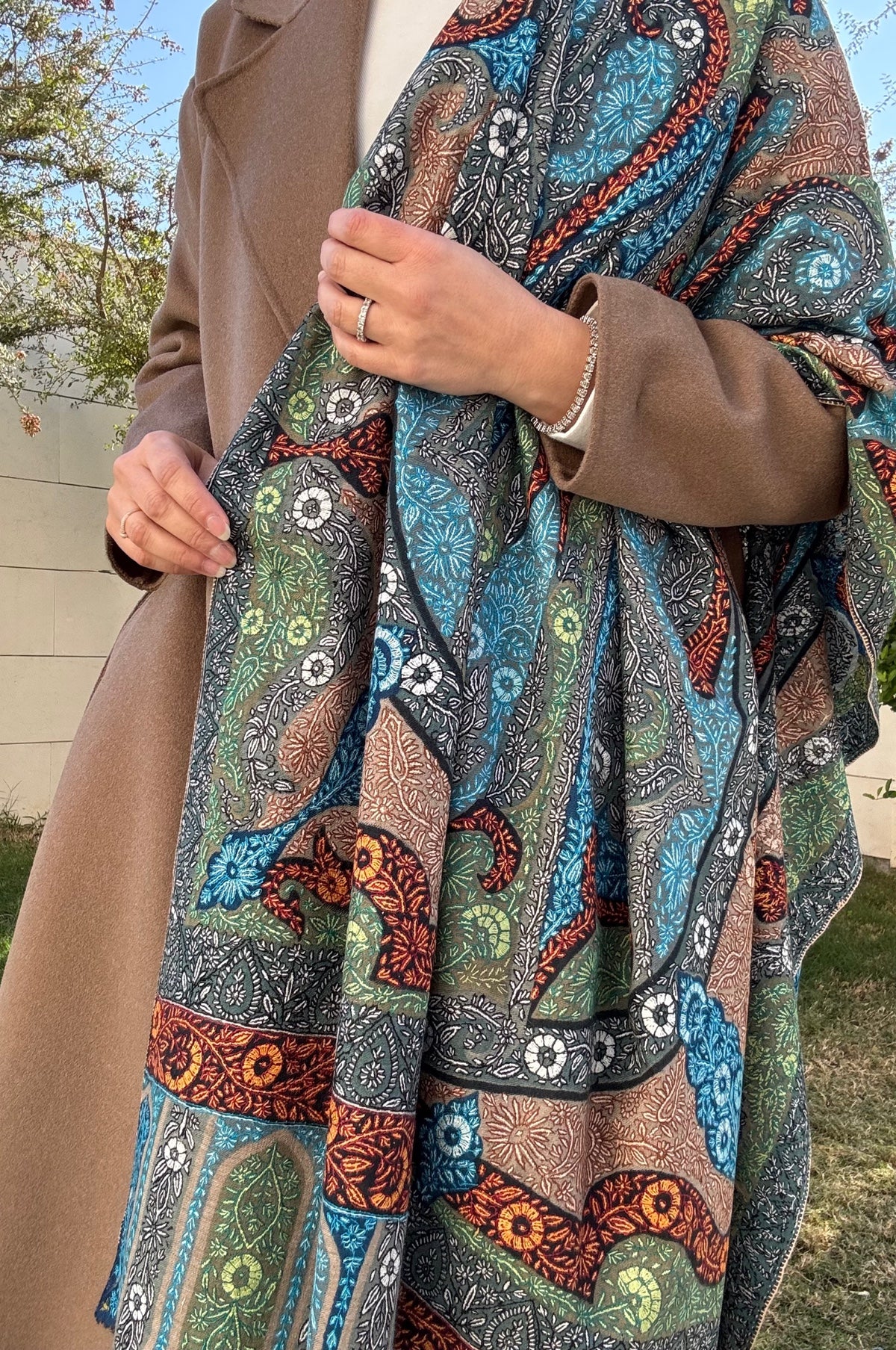 Kalamkari Pashmina - Blue