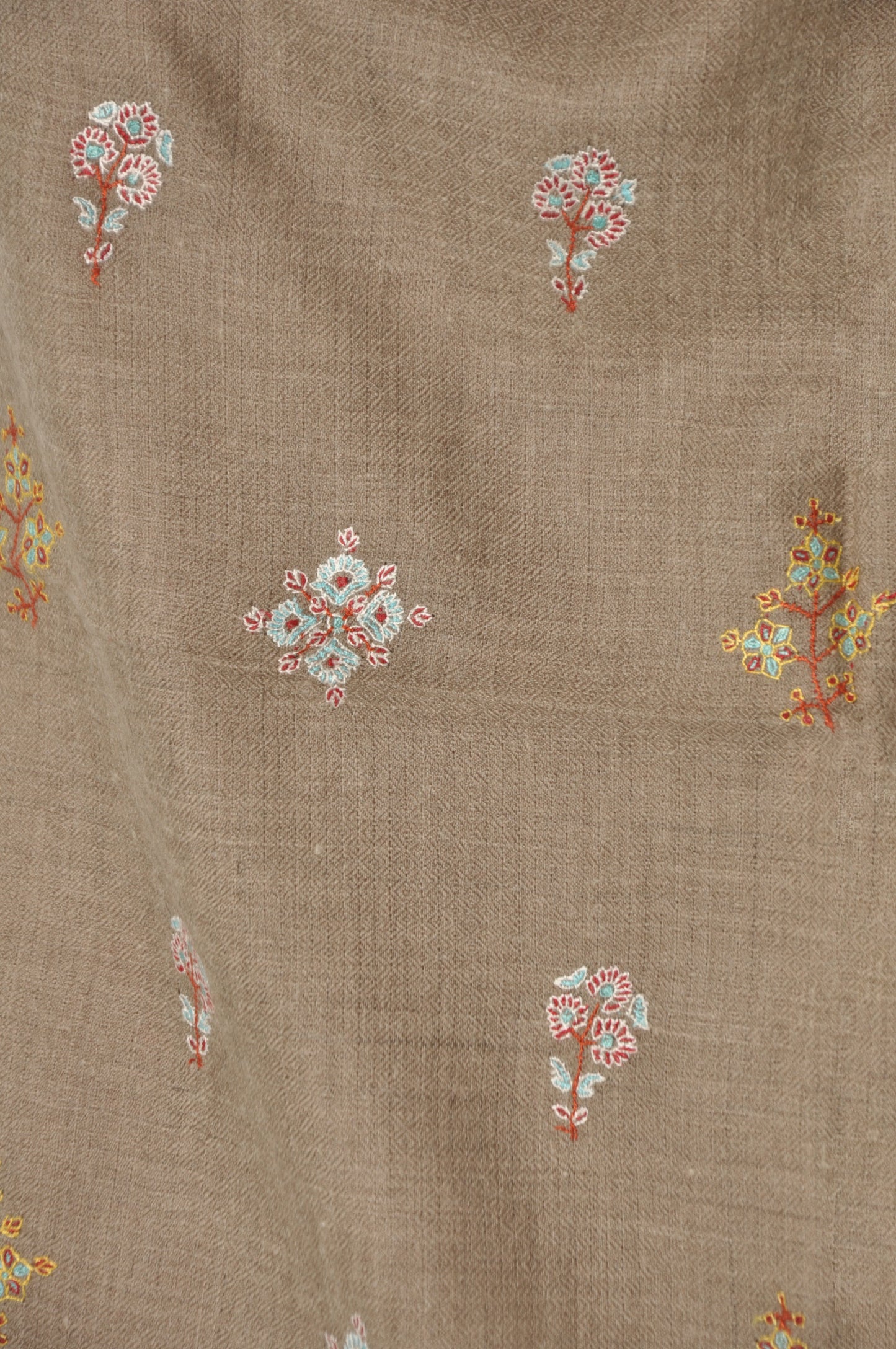 Embroidered Pashmina - Beige & Multi Color Stripes