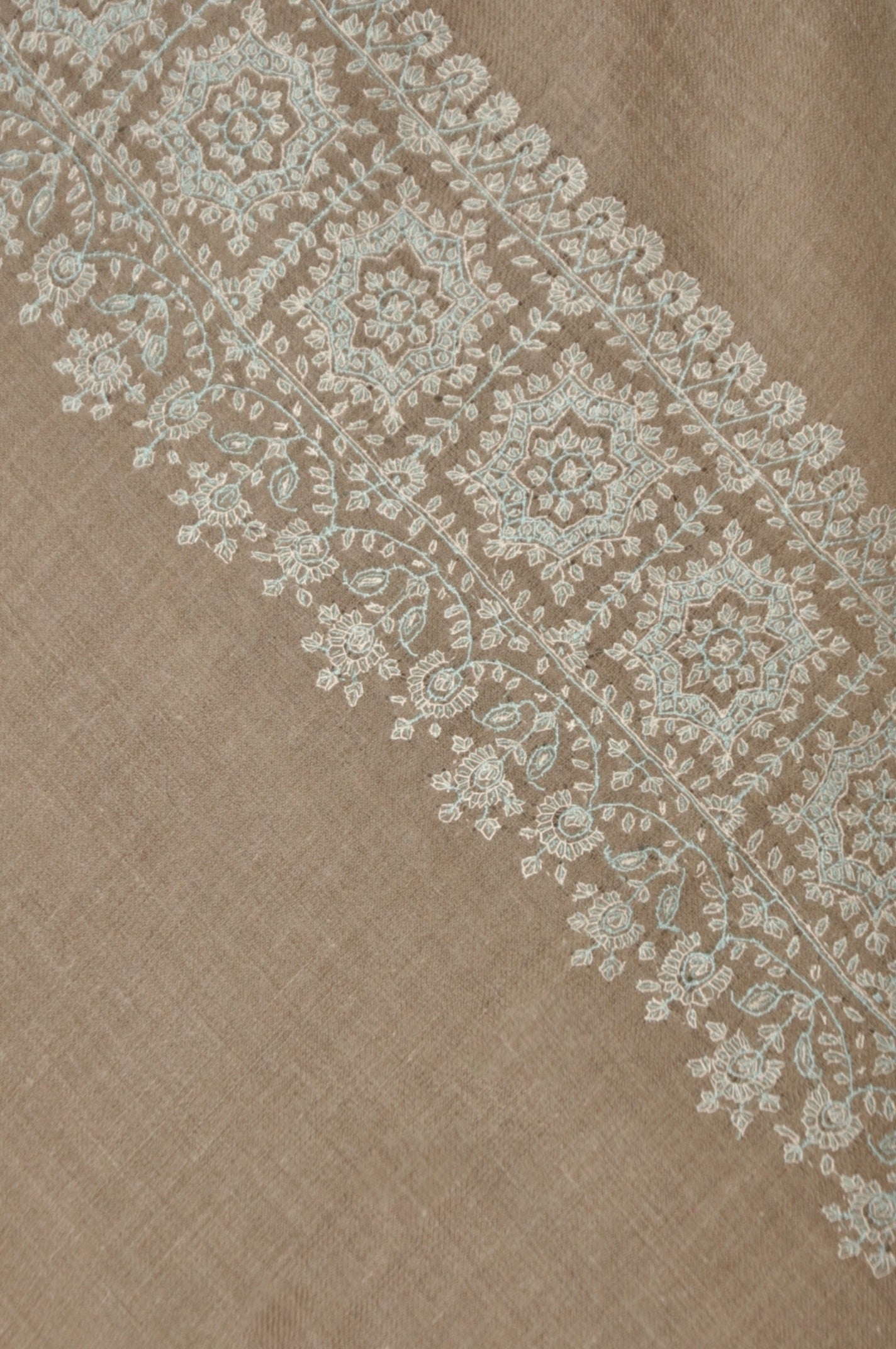 Embroidered Pashmina - Icy Blue embroidery