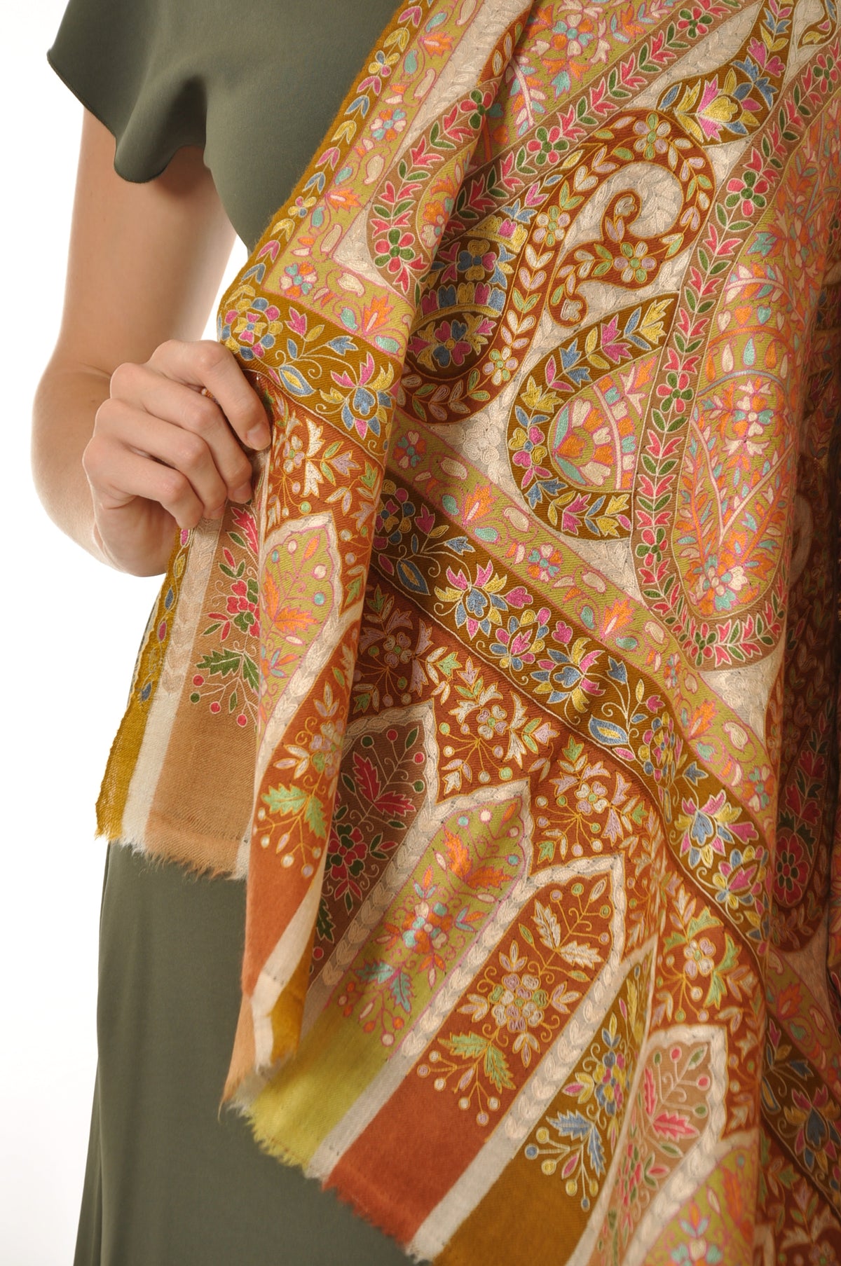 Kalamkari Pashmina - Yellow & Orange