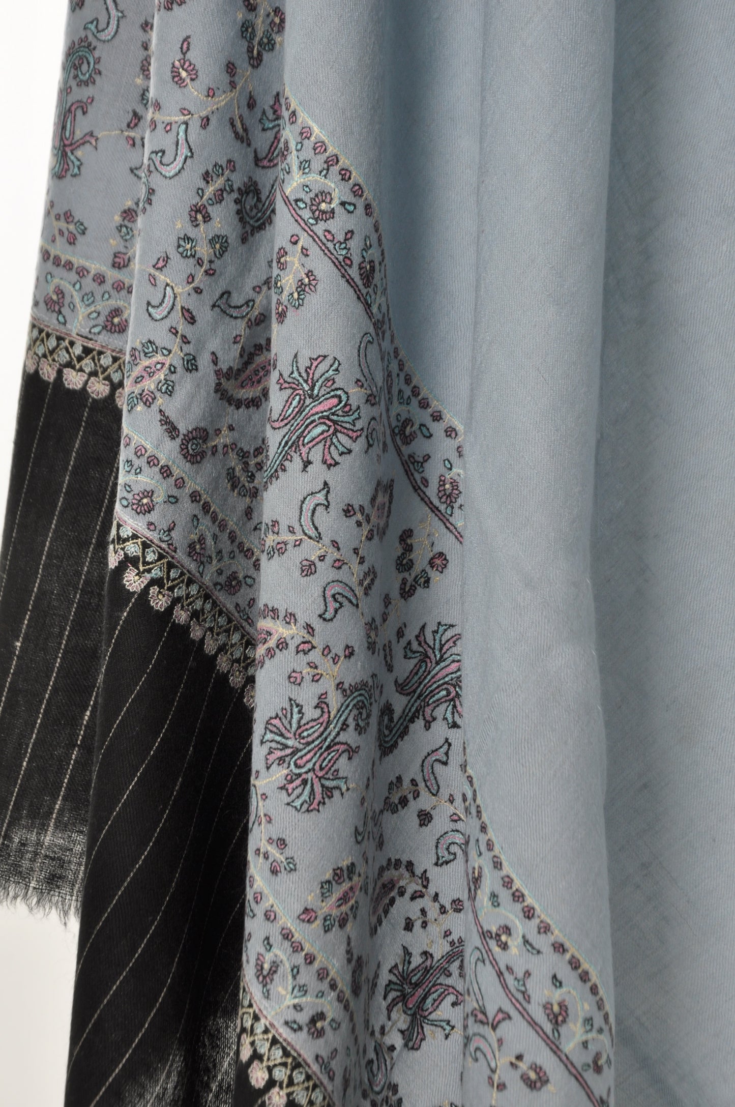 Embroidered Pashmina - Powder Blue