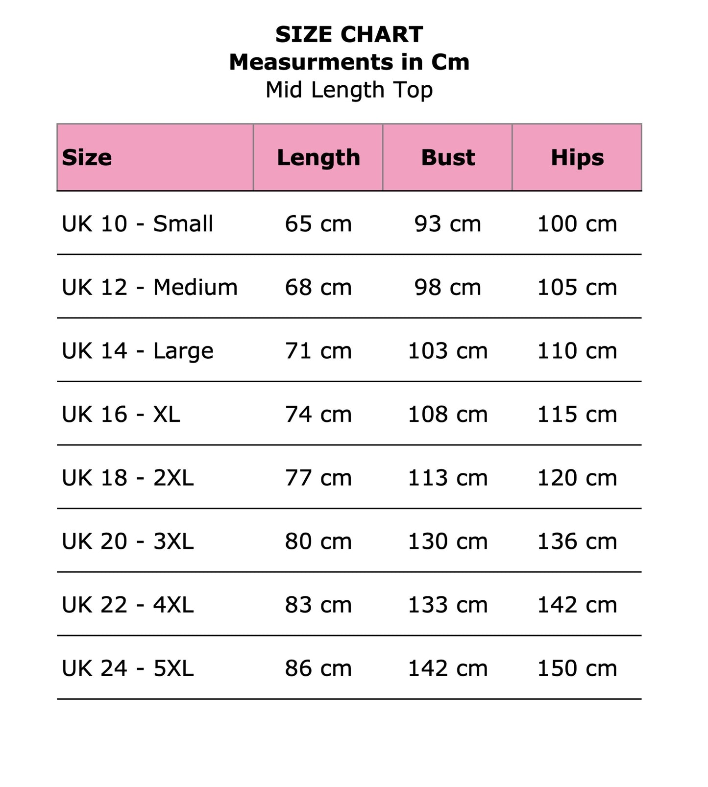 Mid Length Top - Light Fabric - Black