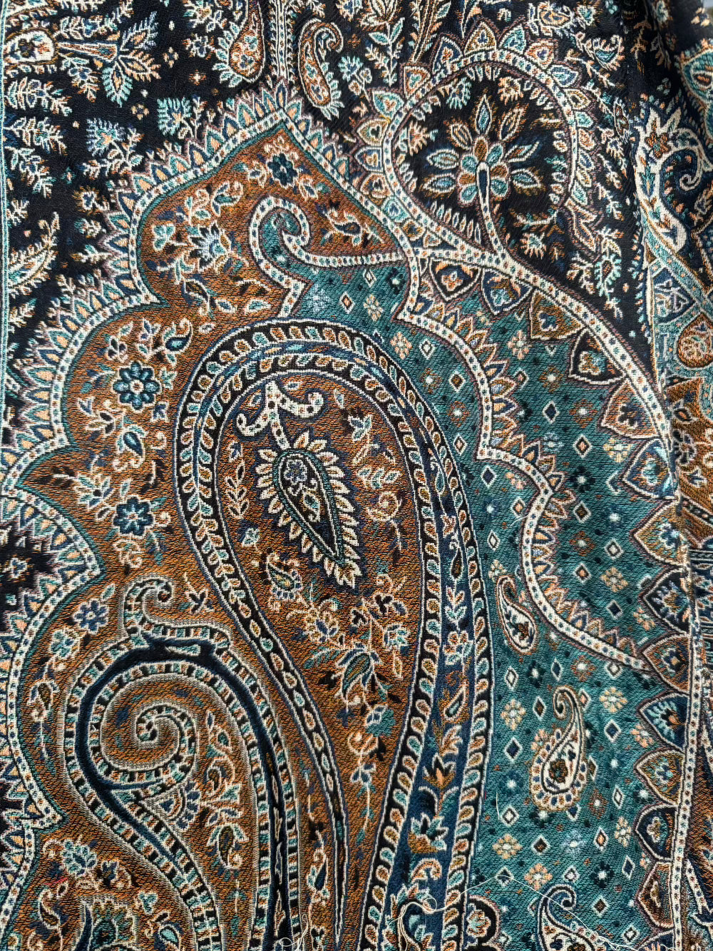 Paisley Jacquard Coat - Black 1