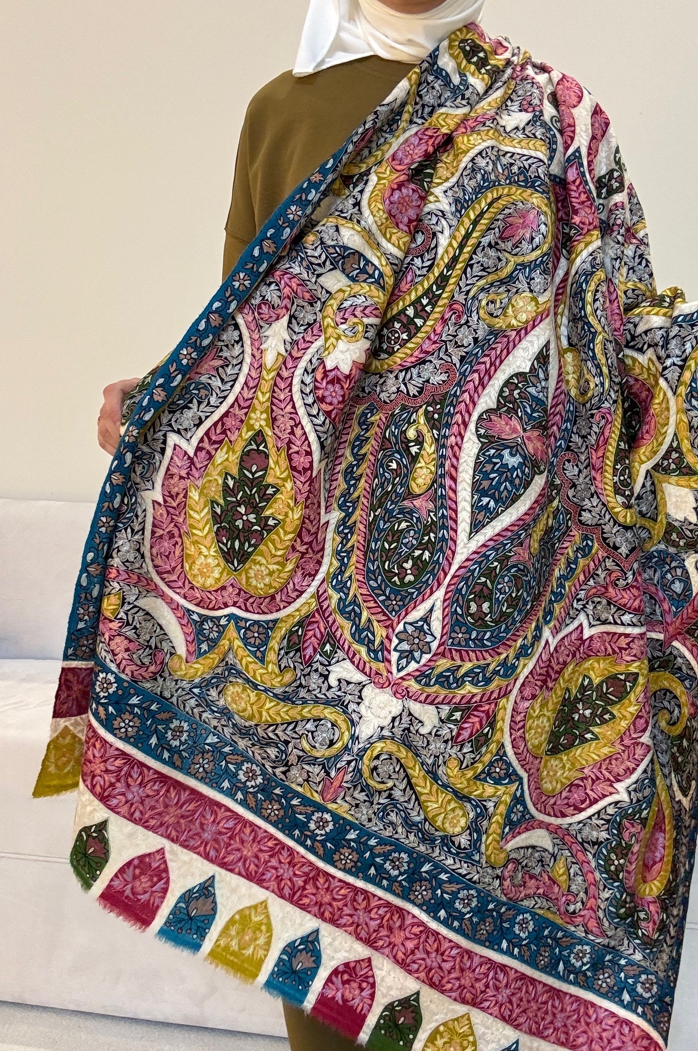 Kalamkari Pashmina - Blue