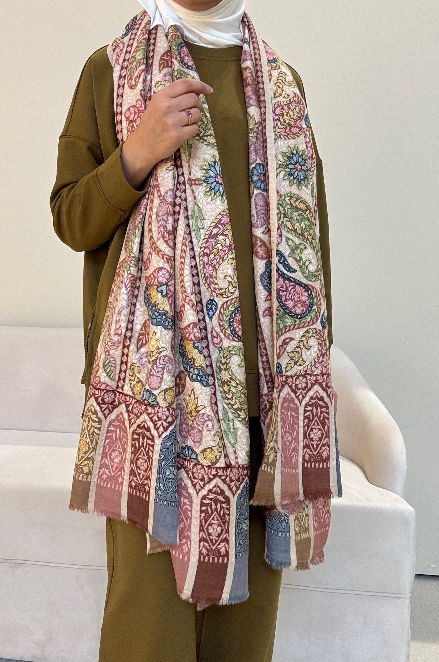Kalamkari Pashmina - Off-White
