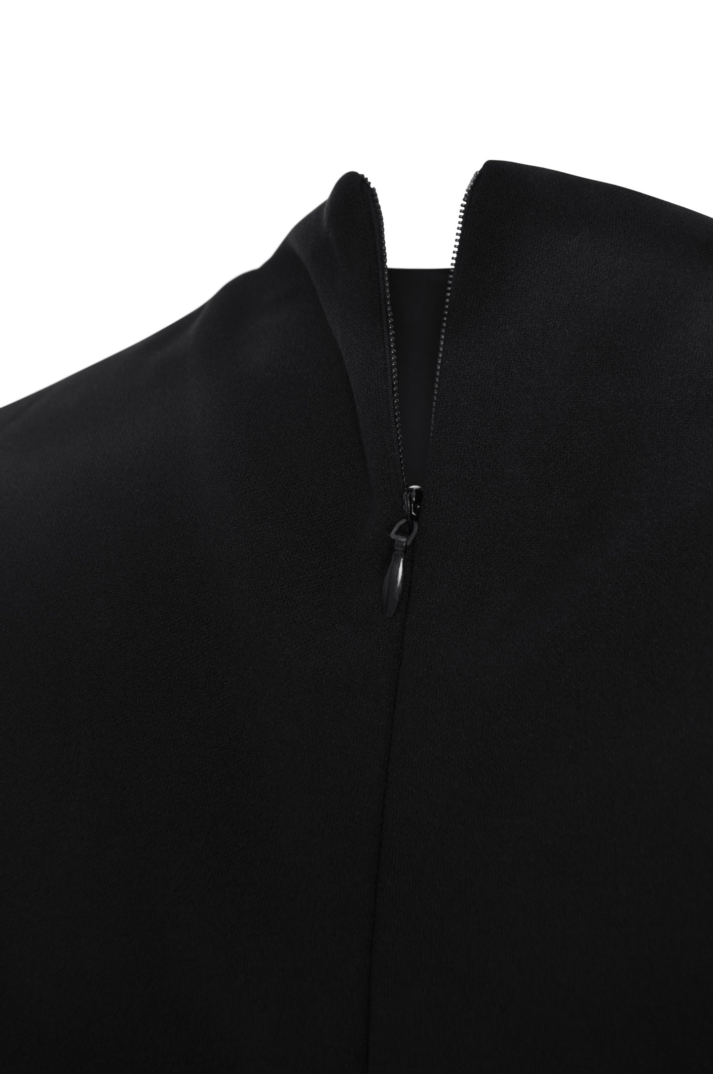 Black Pleated High Neck Top