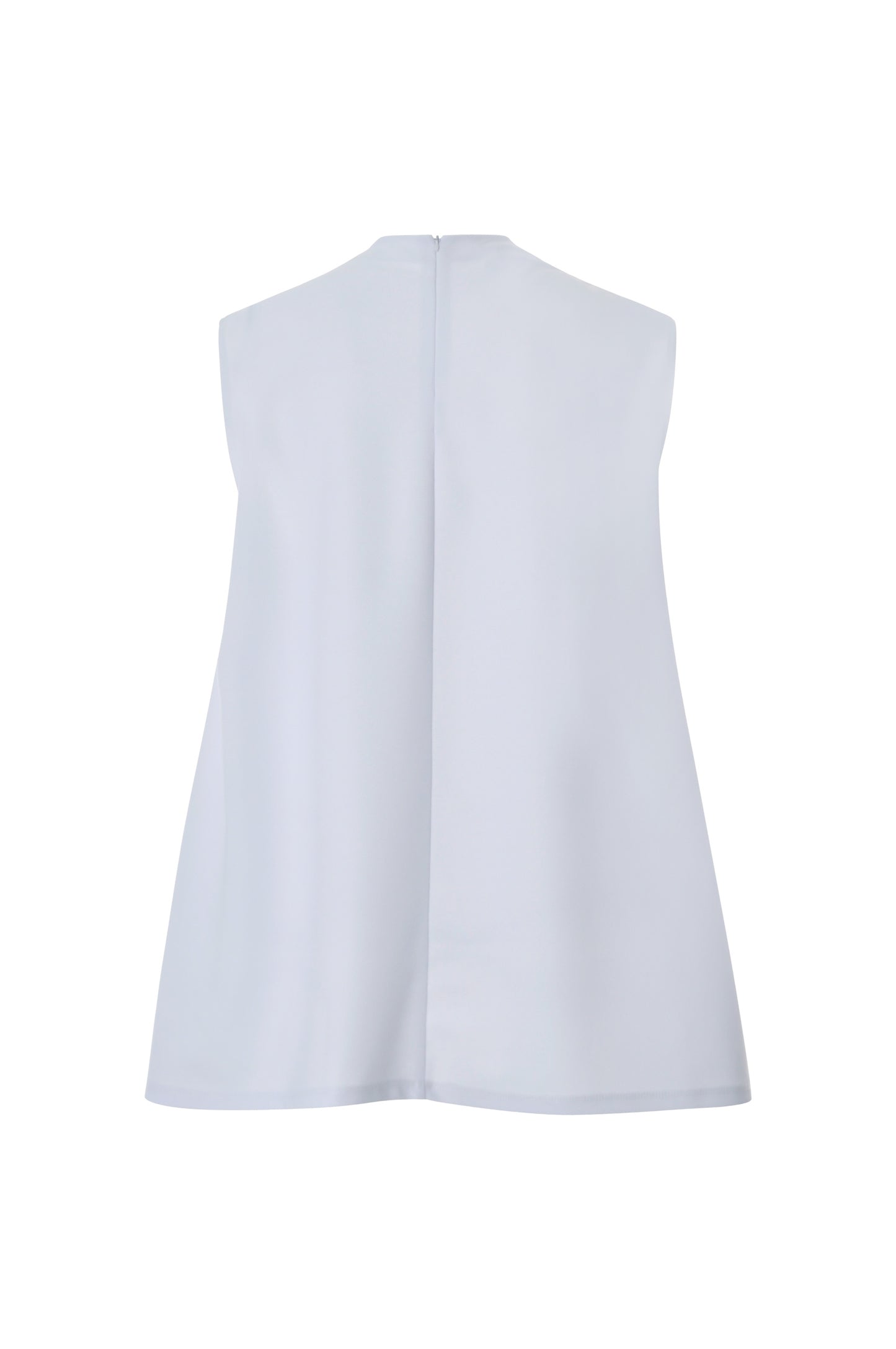 White Pleated High Neck Top