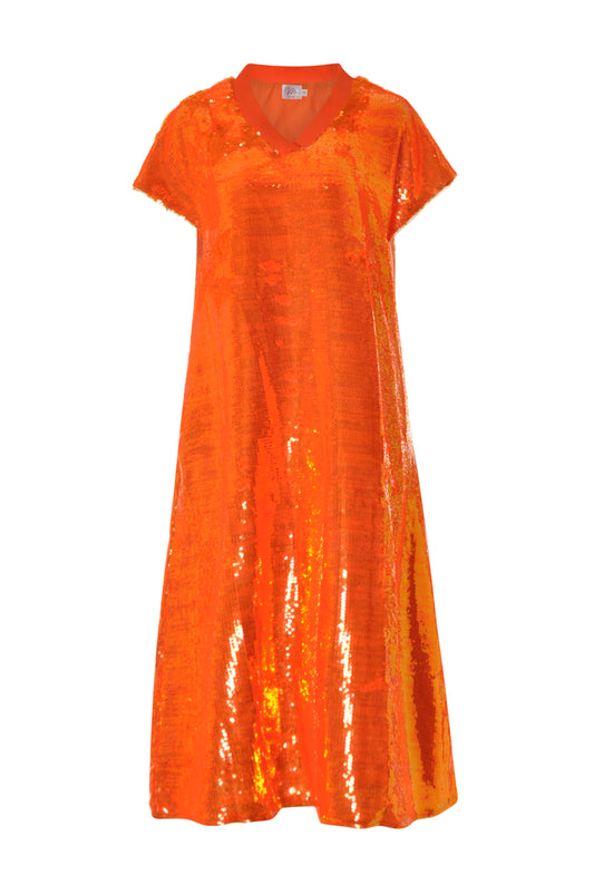 Kids - Bright Orange Sequins Dress