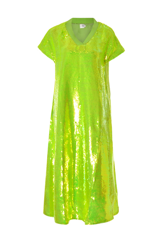 Kids - Electric Green Sequins Dress