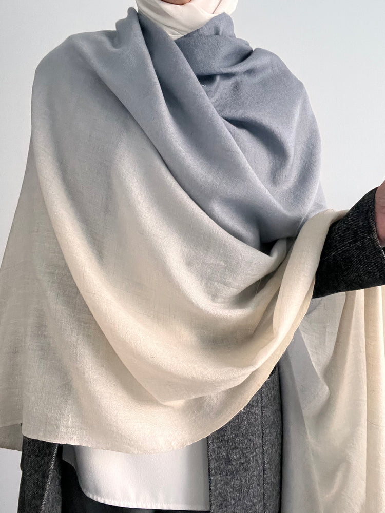 Ombre Pashmina -  Grey to Cream