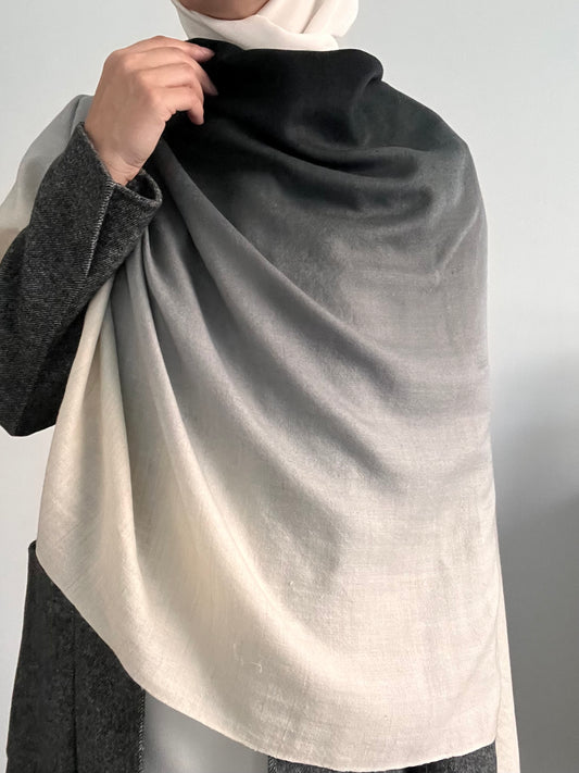 Ombre Pashmina -  Black to Cream