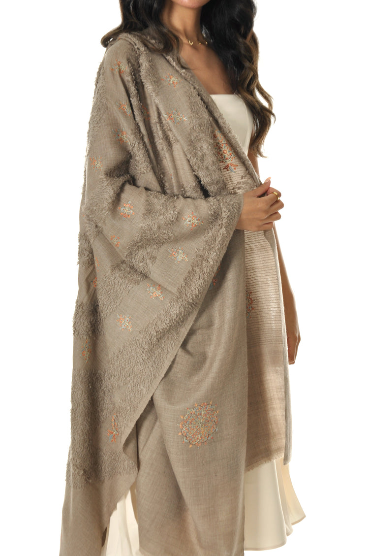 Embroidered Towel Pashmina - Orange Blossom