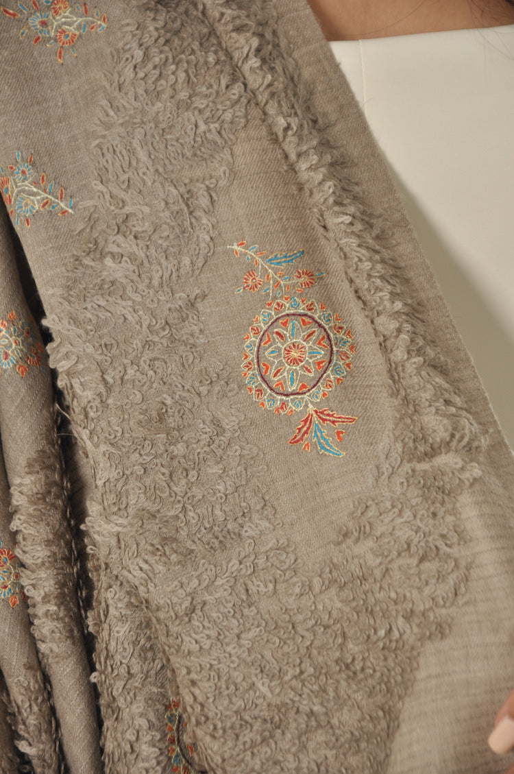 Embroidered Towel Pashmina - Orange Blossom