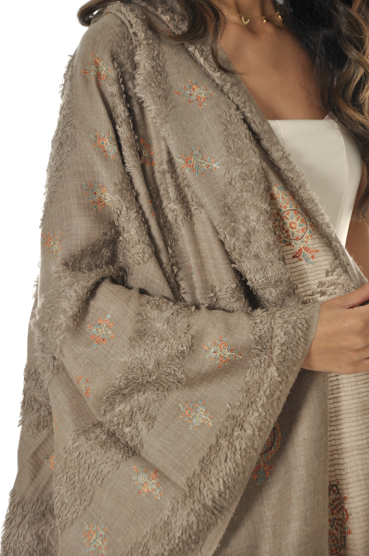 Embroidered Towel Pashmina - Orange Blossom