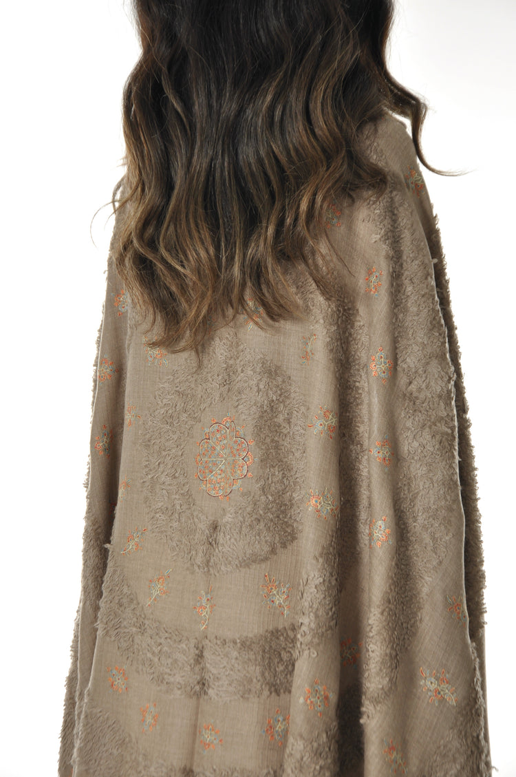 Embroidered Towel Pashmina - Orange Blossom