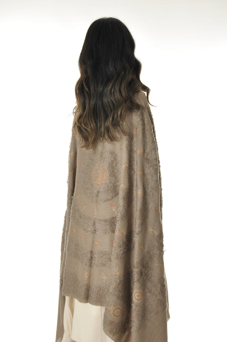 Embroidered Towel Pashmina - Orange Blossom