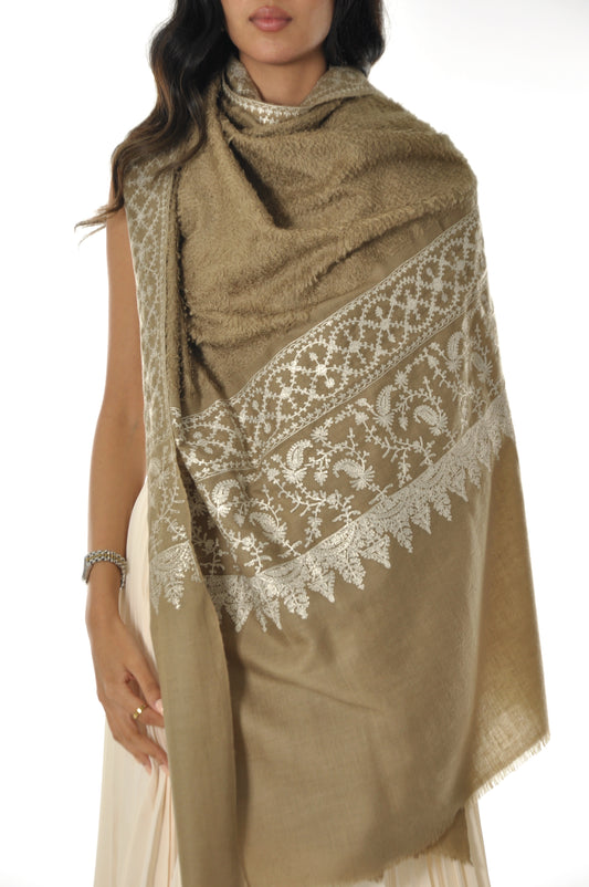 Towel Pashmina with Zari - Beige