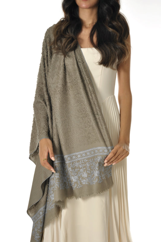 Embroidered Towel Pashmina - Taupe