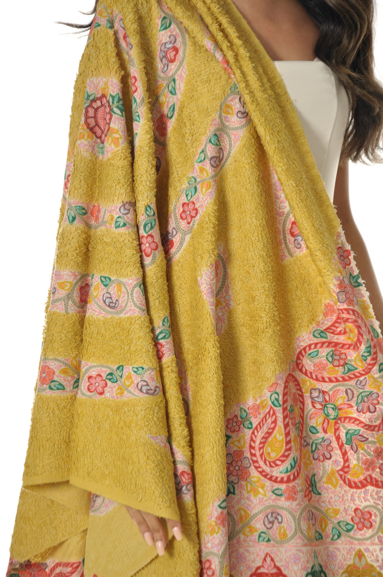 Kalamkari Towel Pashmina - Yellow & Red