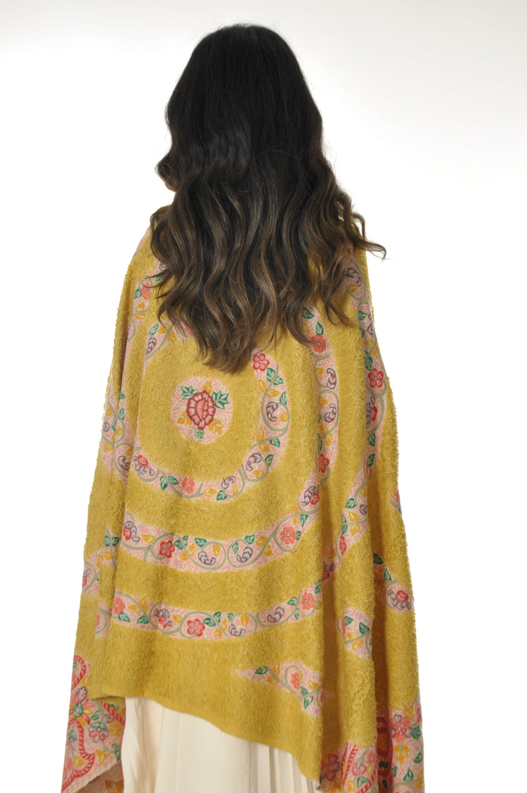 Kalamkari Towel Pashmina - Yellow & Red