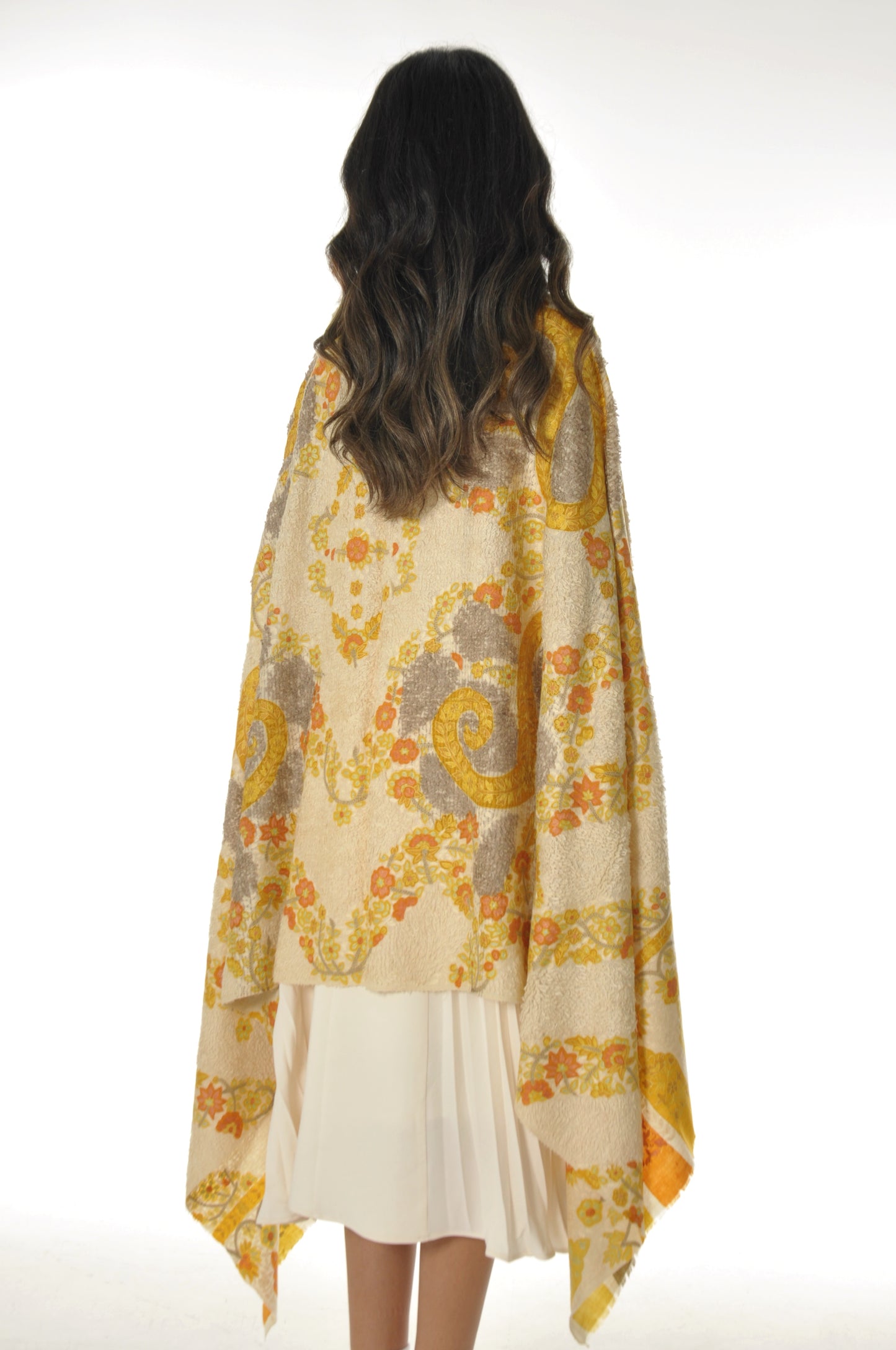 Kalamkari Towel Pashmina - Yellow & Orange