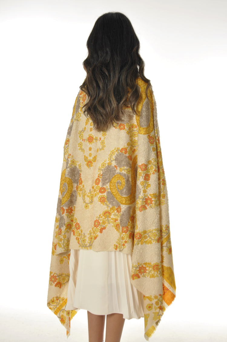 Kalamkari Towel Pashmina - Yellow & Orange