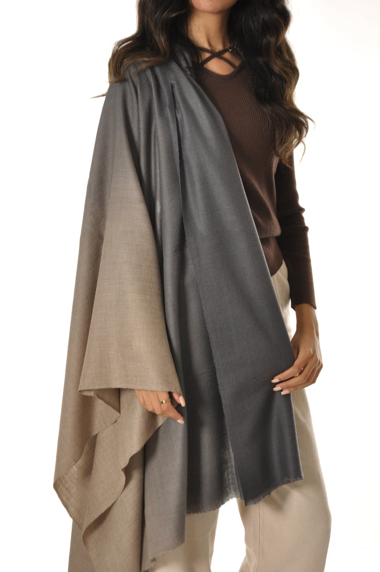 Ombre Pashmina -  Grey to Beige