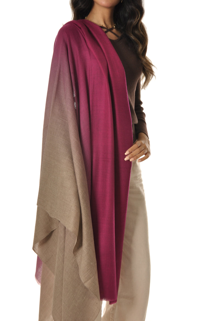 Ombre Pashmina -  Burgundy to Beige