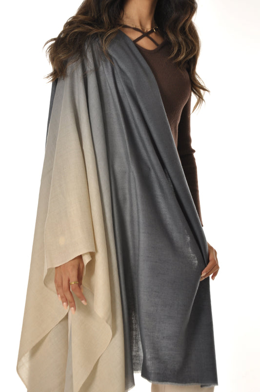 Ombre Pashmina - Grey to Cream