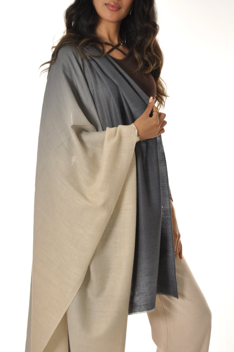 Ombre Pashmina - Grey to Cream