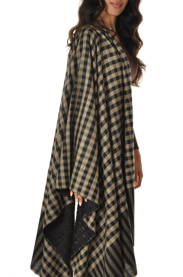 Double Color Pashmina - Black Checked