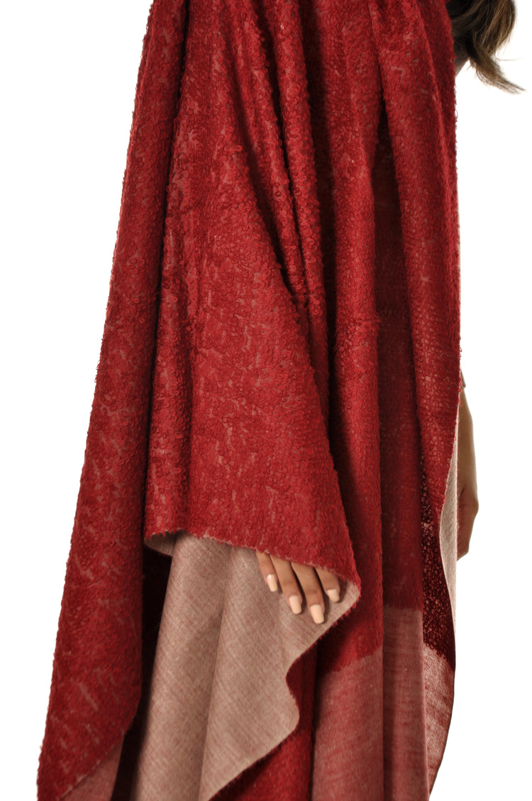 Double Color Towel Pashmina - Burgundy