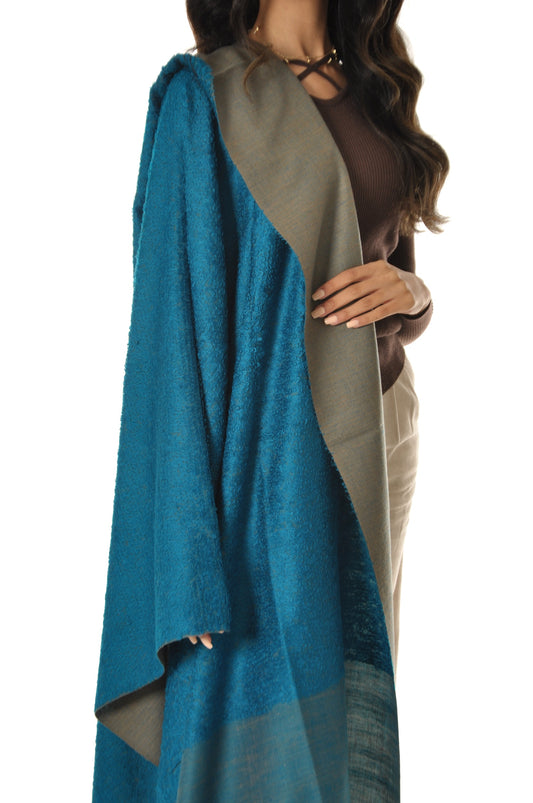 Double Color Towel Pashmina - Turquoise