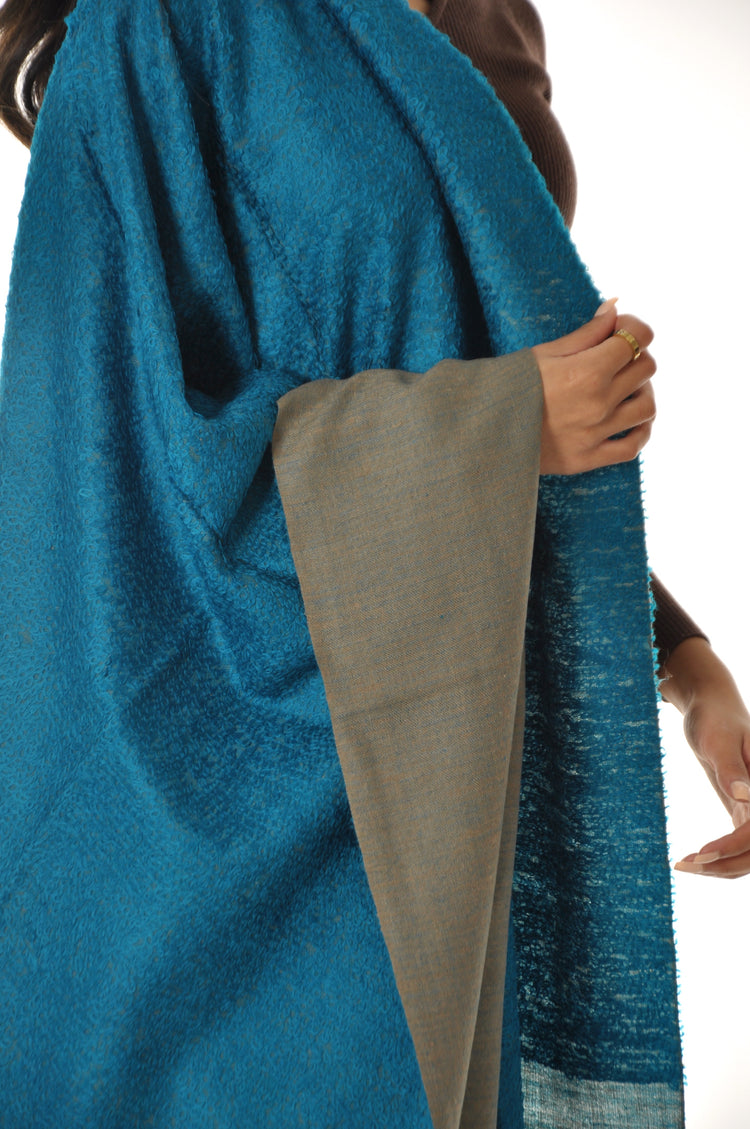 Double Color Towel Pashmina - Turquoise