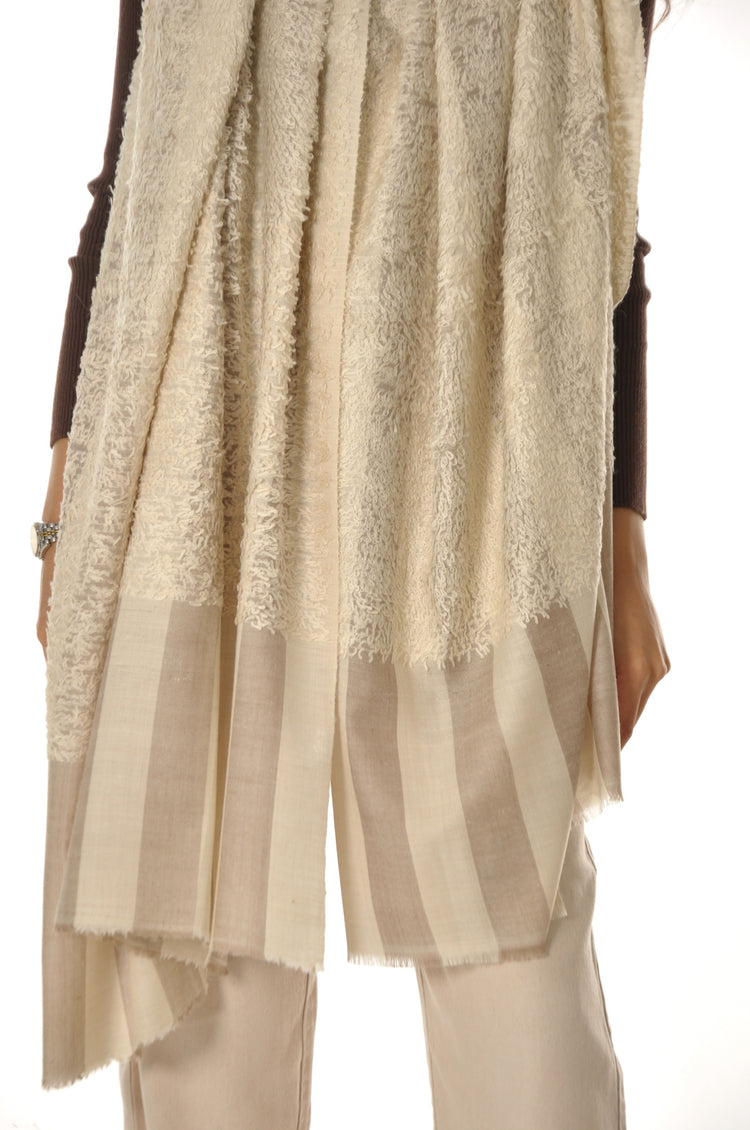 Double Colored Towel Pashmina - Cream