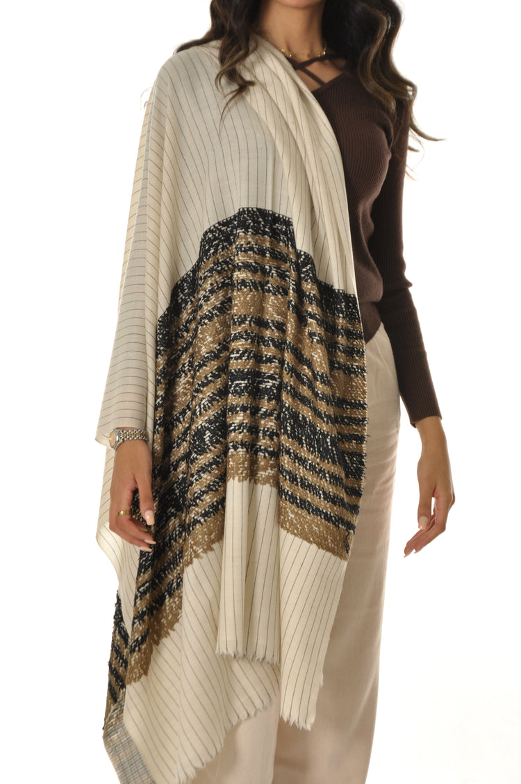 Border Towel Pashmina - Cream