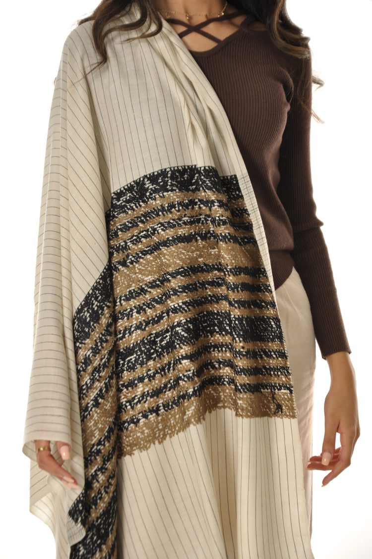 Border Towel Pashmina - Cream