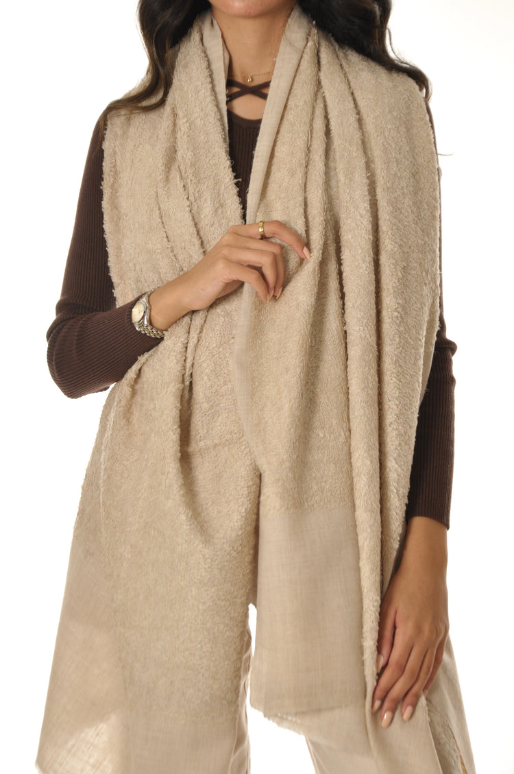 Plain Towel Pashmina - Cream