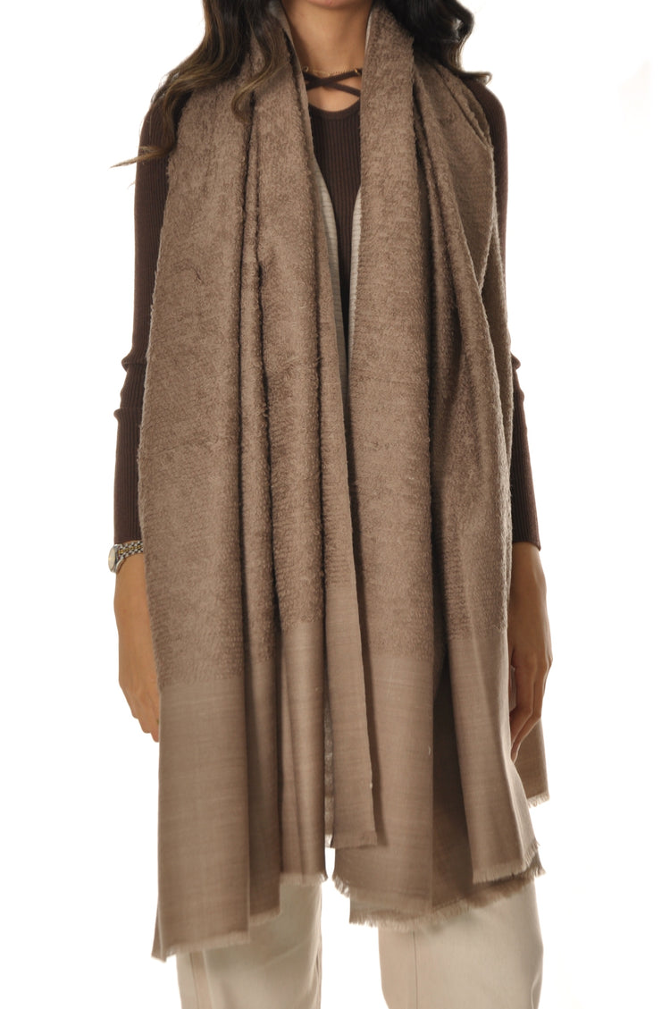 Double Color Towel Pashmina - Dark Beige