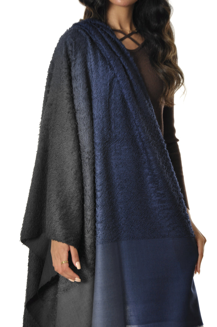 Ombre Towel Pashmina - Navy to Grey