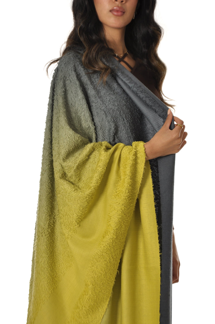 Ombre Towel Pashmina - Grey to Yellow