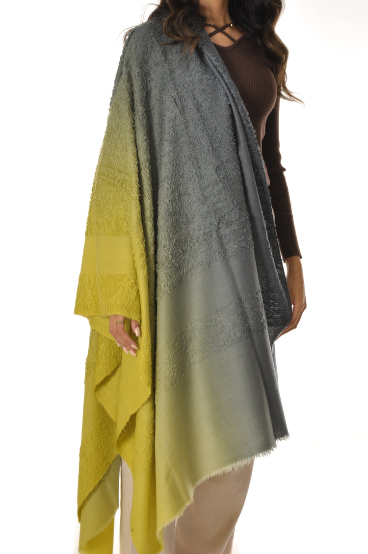 Ombre Towel Pashmina - Grey to Yellow