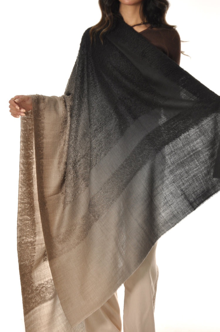 Ombre Towel Pashmina - Black to Beige