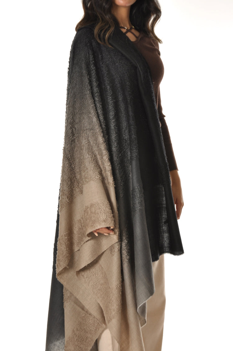 Ombre Towel Pashmina - Black to Beige