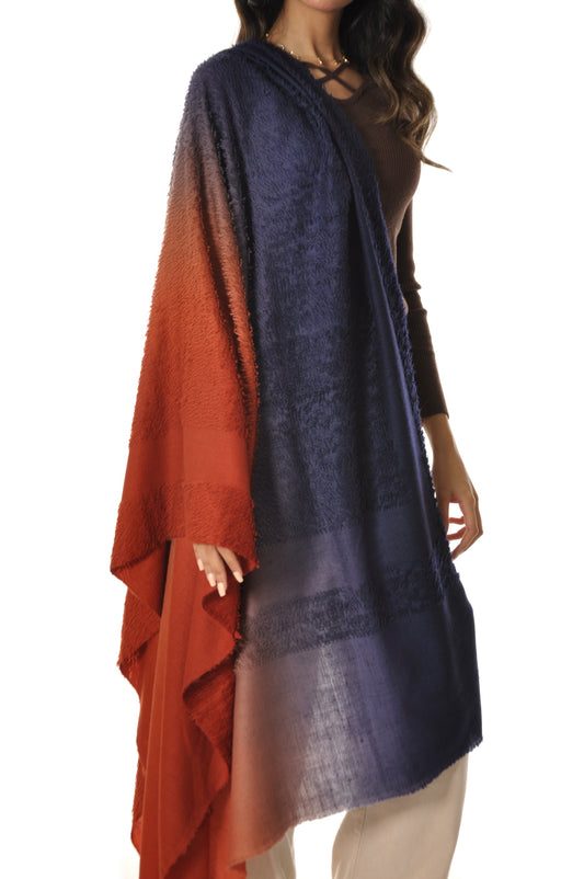 Ombre Towel Pashmina - Navy to Orange