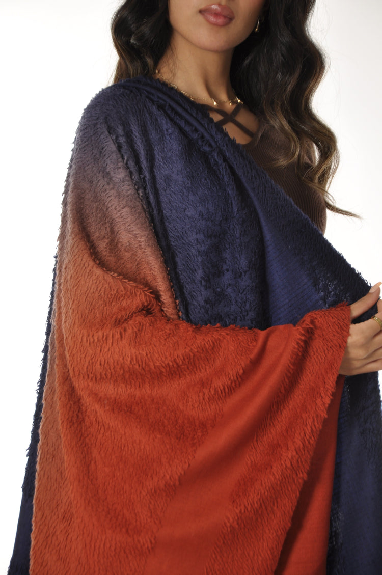 Ombre Towel Pashmina - Navy to Orange