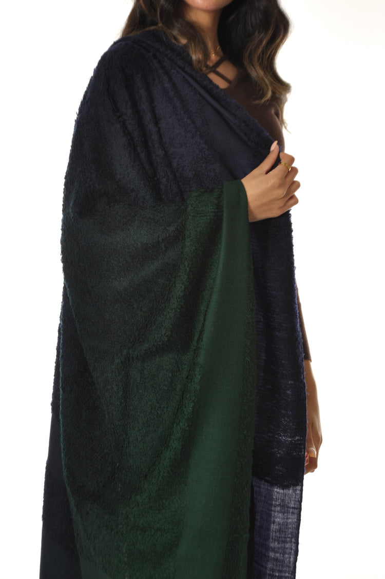 Ombre Towel Pashmina - Navy to Dark Green